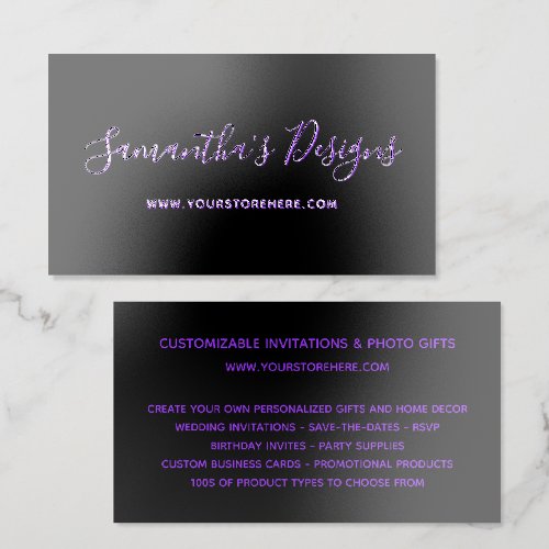 Black and Blue Violet Online Store Raised Spot UV Business Card