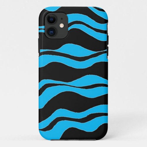 Black and Blue Wave Pattern iPhone 11 Case