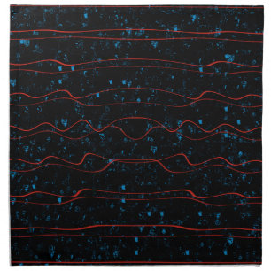 Black and Blue with Wavy Red Lines Napkin