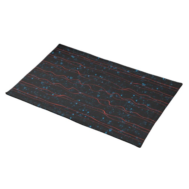 Black and Blue with Wavy Red Lines Placemat (On Table)