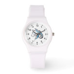 Black and Blue Wolf Head w Paw Print Watch Face