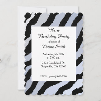 Black and Blue Zebra Pattern Birthday Invitation