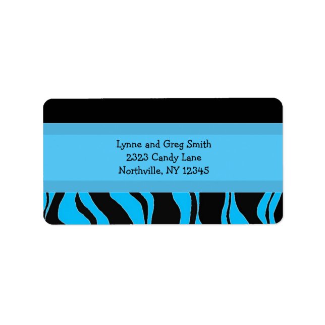 Black and Blue Zebra Pattern Label (Front)