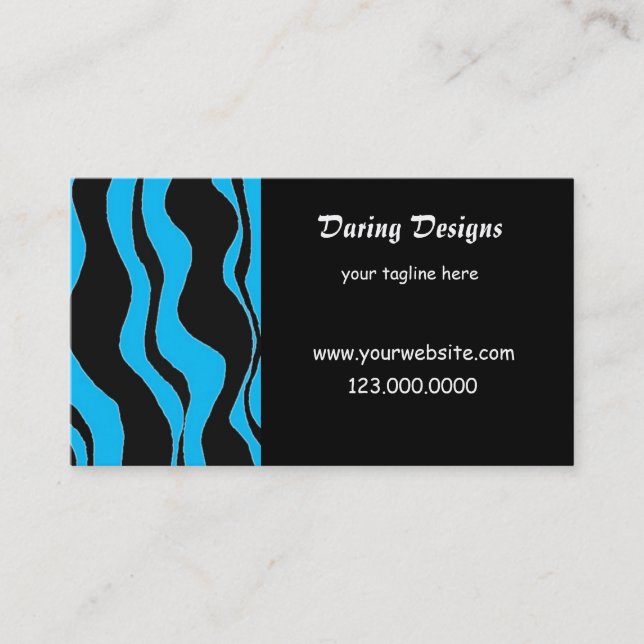 Black and Blue Zebra Print Business Card (Front)