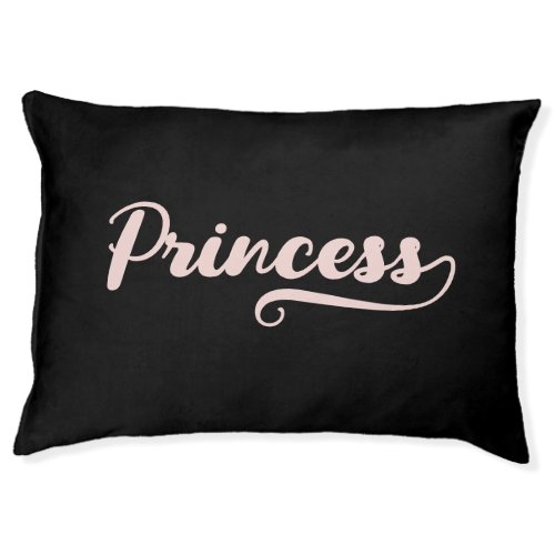 Black and Blush Bold Handwritten Brush Script Name Pet Bed