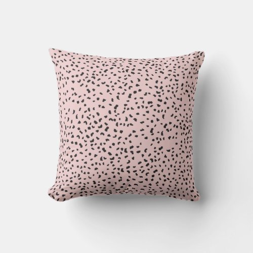 Black and Blush Pink Dalmatian Spot Pattern Pillow