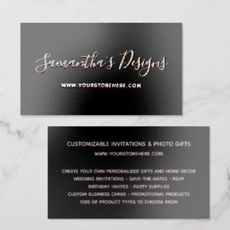 Black and Blush Pink Online Store Foil Business Cards