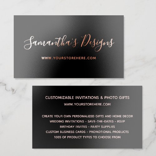 Black and Blush Pink Online Store Foil Business Cards