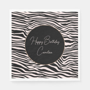 Black and Blush Sand Zebra Print  Napkins