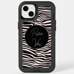 Black and Blush Sand Zebra Print  OtterBox iPhone 14 Plus Case