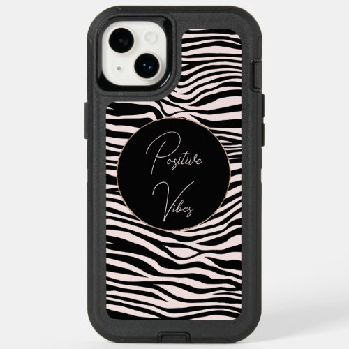 Black and Blush Sand Zebra Print  OtterBox iPhone 14 Plus Case