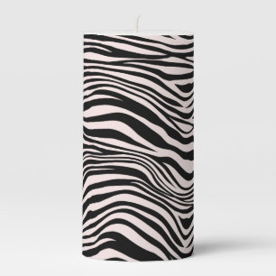 Black and Blush Sand Zebra Print  Pillar Candle