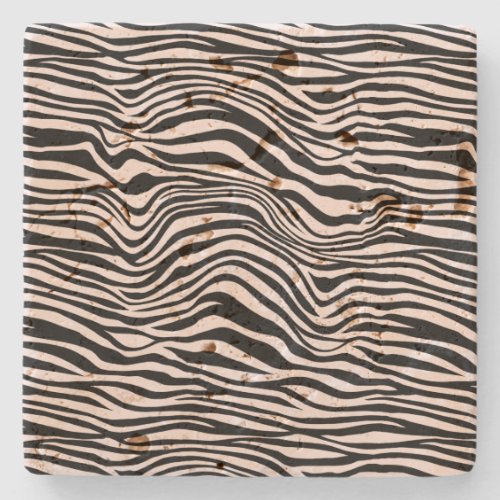 Black and Blush Sand Zebra Print  Stone Coaster