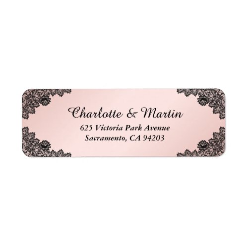 Black and Blush Wedding Return Address Label