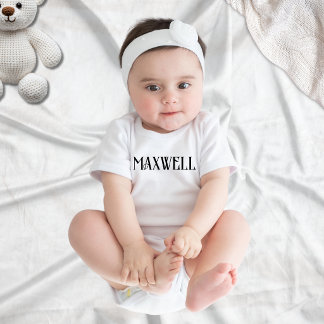 Black and Bold Typography Family Name Baby Bodysuit