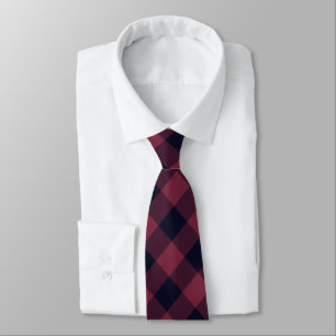 Black and Bordeaux Plaid Neck Tie