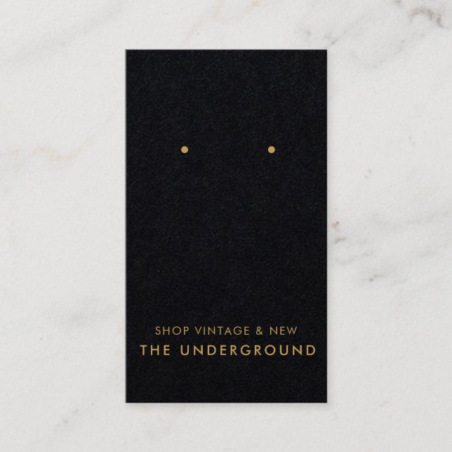 Black and Brass Earring Display Card (Front)