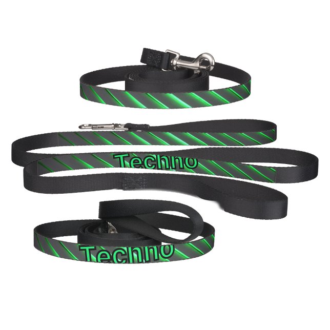 Black and Bright Green Techno Cyber Stripes Pet Leash (Creator Uploaded)