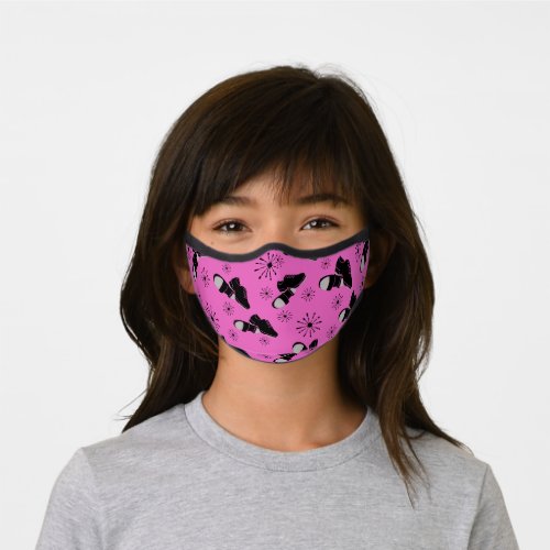 Black and Bright Magenta Pink Tap Shoes Dancers Premium Face Mask