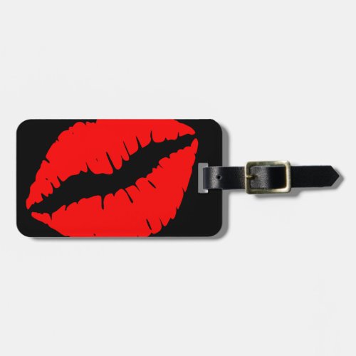 Black and Bright Red Kiss Luggage Tag