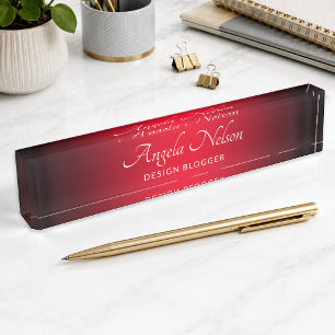 Black and Bright Red Ombre Desk Name Plate