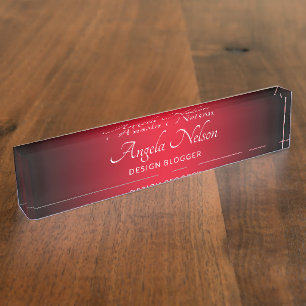 Black and Bright Red Ombre Desk Name Plate