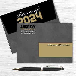 Black and Bronze Graduation Chalkboard Envelopes