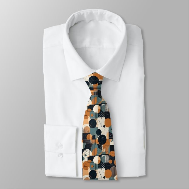 Black And Brown Abstract  Neck Tie (Tied)