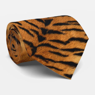 black and brown animal stripes wild tiger print neck tie