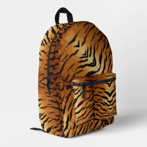 black and brown animal stripes wild tiger print printed backpack