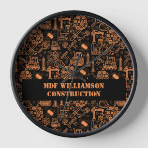 black and brown Architectural Blueprint Engineer Clock