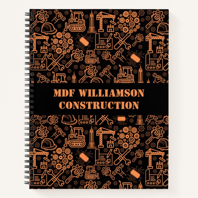 black and brown Architectural Blueprint Engineer Notebook (Front)