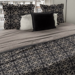 Black and Brown Art Deco Geometric Star Pattern Duvet Cover