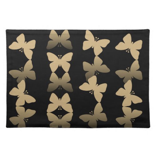 Black and Brown Butterfly Print Cloth Placemat