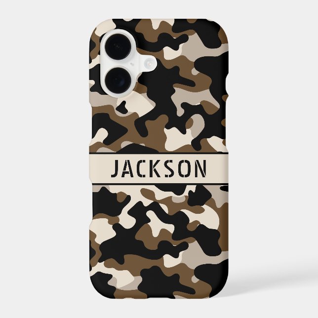 Black and Brown Camouflage Personalized  Case-Mate iPhone Case (Back)
