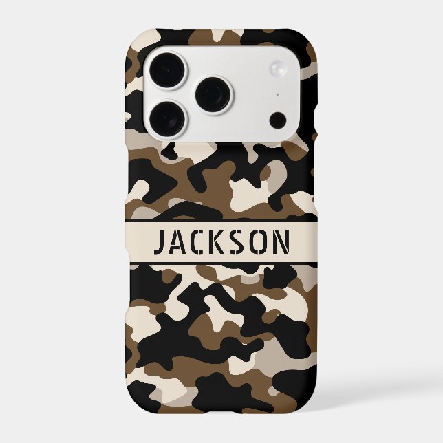 Black and Brown Camouflage Personalized Case-Mate iPhone Case (Back)