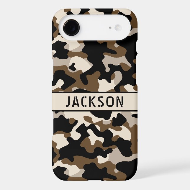 Black and Brown Camouflage Personalized Case-Mate iPhone Case (Back)