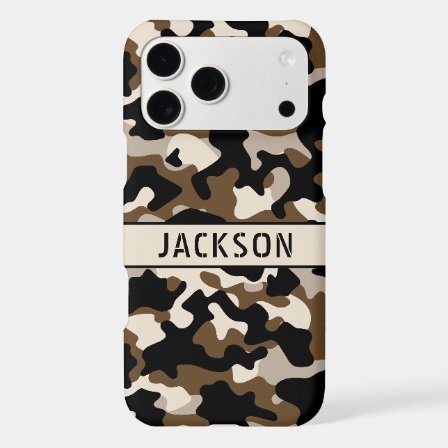Black and Brown Camouflage Personalized Case-Mate iPhone Case (Back)