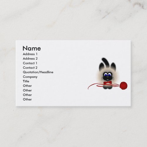 Black And Brown Cat With Red Tie And Yarn Business Card Template