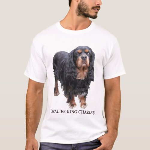 Black and Brown Cavalier King Charles dog T_Shirt