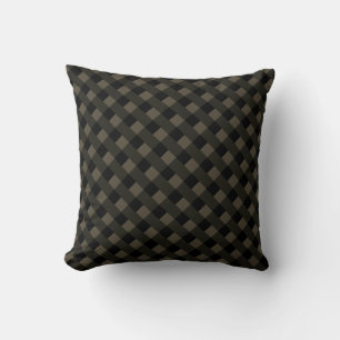 Black and Brown Check Throw Pillow Modern Design