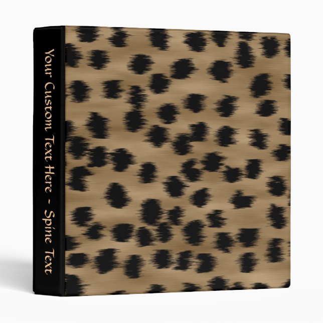 Black and Brown Cheetah Print Pattern. 3 Ring Binder (Front/Spine)