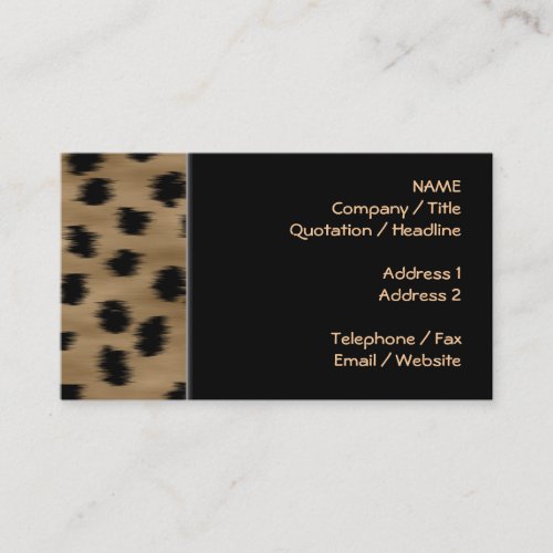Black and Brown Cheetah Print Pattern. Business Card