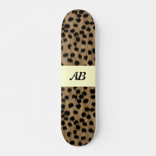 Black and Brown Cheetah Print Pattern. Skateboard Deck