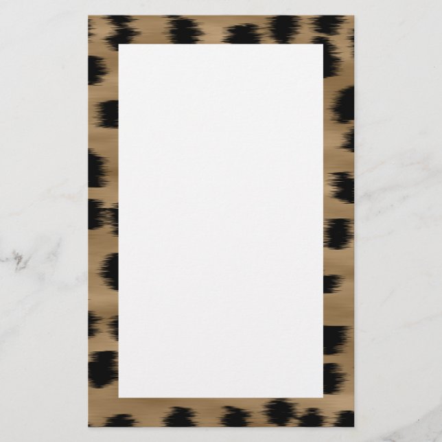 Black and Brown Cheetah Print Pattern. Stationery (Front)