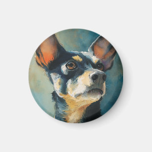 Black and brown chihuahua watercolor portrait magnet