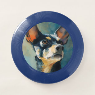 Black and brown chihuahua watercolor portrait Wham-O frisbee
