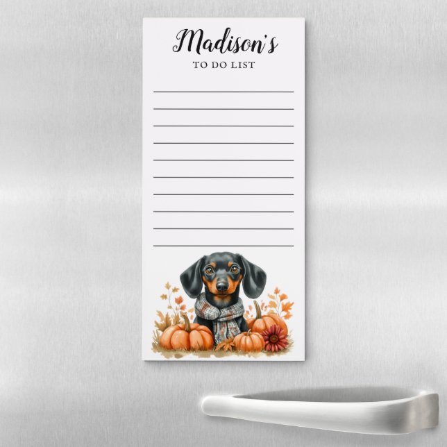 Black and Brown Dachshund Autumn To Do List Magnetic Notepad (In Situ)