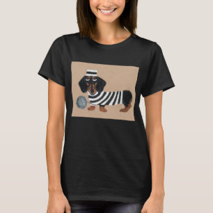 Black and Brown Dachshund Treat Thief Jailbird T-Shirt