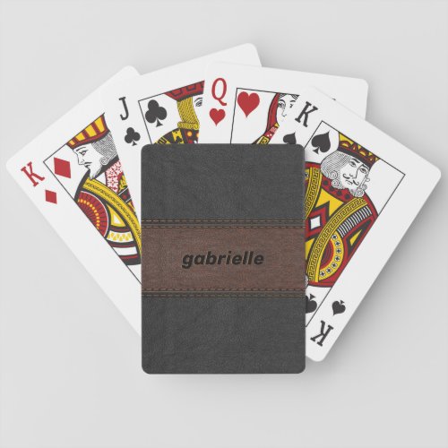 Black and brown faux leather bicycle playing cards